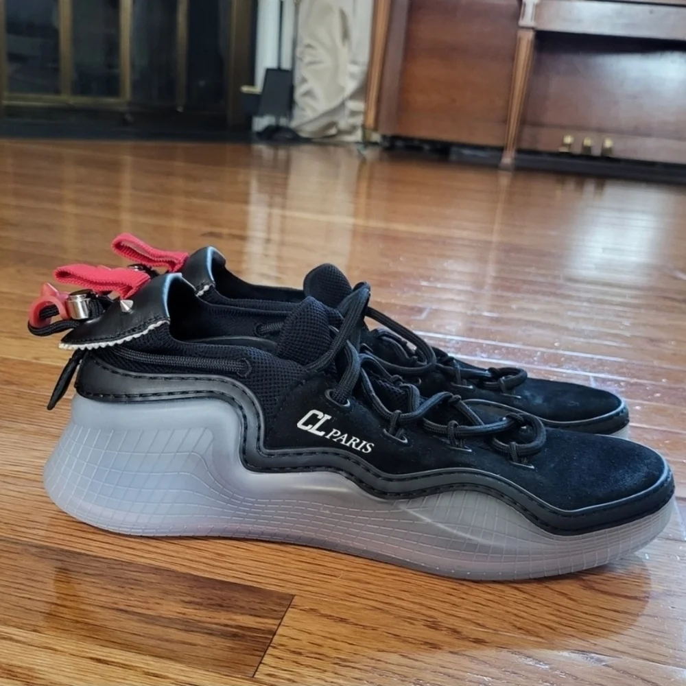 Christian Louboutin Black Sneakers with Red Highlights